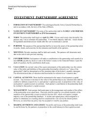 FNF Investment Partnership Agreement - Bivio