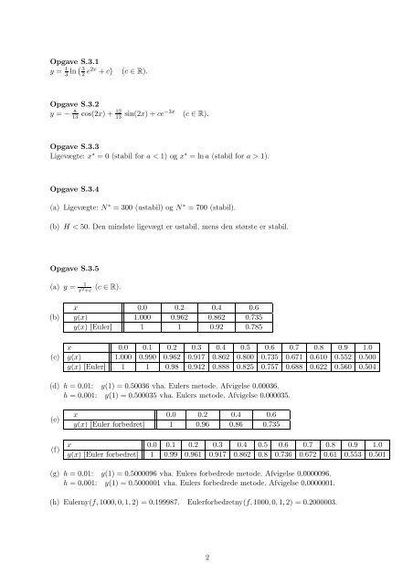 Matematik og modeller 2012: Facit til udvalgte opgaver fra Modul 3–5