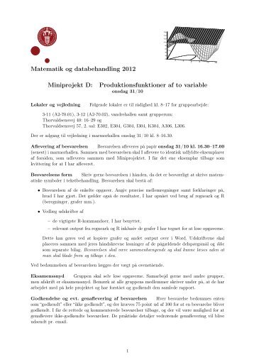 Matematik og databehandling 2012 Miniprojekt D ...