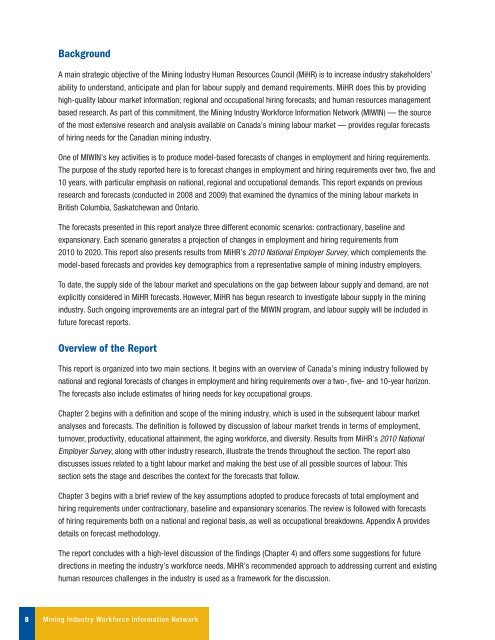 Canadian Mining Industry Employment and Hiring Forecasts - MiHR