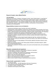 Research Analyst, Labour Market Studies Job description ... - MiHR