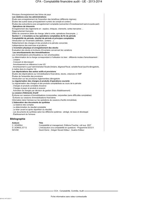 CFA001 - ComptabilitÃ© et gestion de l'entreprise 1-1 ... - Cnam