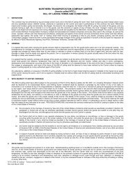 Bill of Lading - Northern Transportation Company Limited