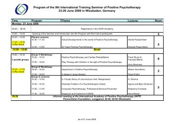 Program of the 9th International Training Seminar of Positive ...