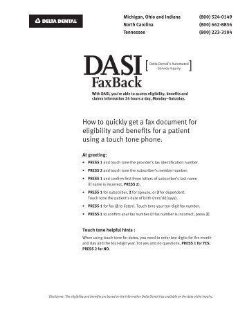 DASI FaxBack - Delta Dental Indiana