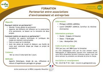 FORMATION Partenariat entre associations d ... - Le GRAINE LR