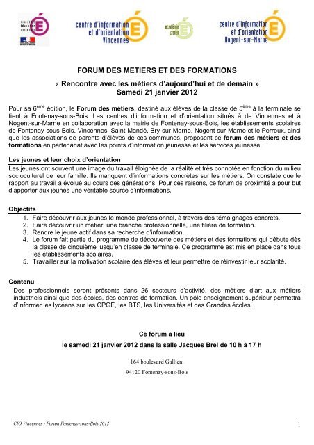 Forum Des Metiers Et Des Formations Orientation