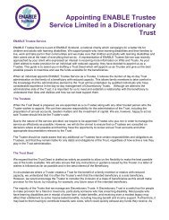 Appointing ENABLE Trustee Service Limited in a Discretionary Trust