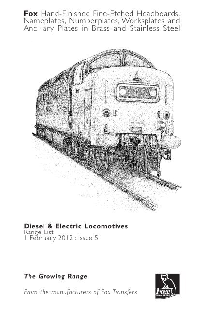 Diesel & Electric Locomotives - Fox Transfers