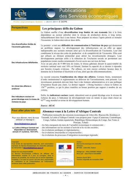 Fiche signalétique Gabon - ILE-DE-FRANCE INTERNATIONAL