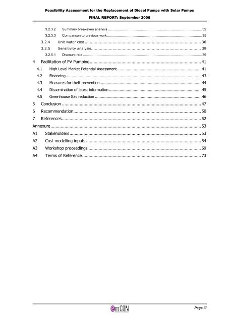 Solar PV water pumping study - FINAL REPORT ... - UNDP, Namibia