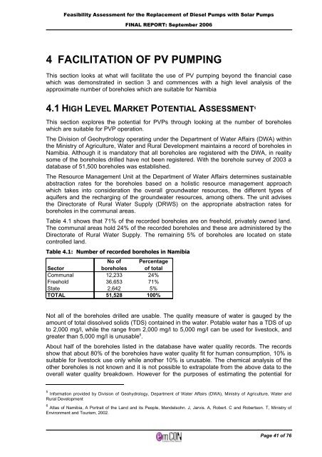 Solar PV water pumping study - FINAL REPORT ... - UNDP, Namibia