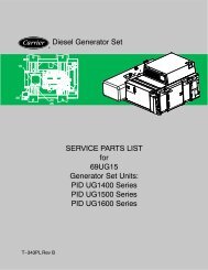 Diesel Generator Set SERVICE PARTS LIST for 69UG15 Generator ...