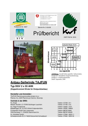 Anbau-Seilwinde TAJFUN Typ DGV 2 x 55 AHK