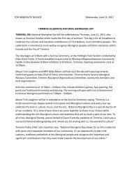 Timmins Celebrates National Aboriginal Day Press Release