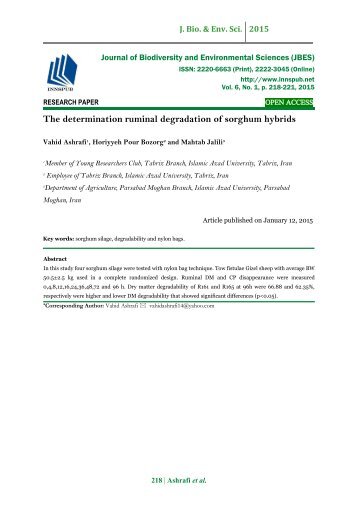 The determination ruminal degradation of sorghum hybrids