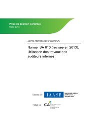 Utilisation des travaux des auditeurs internes - Normes d'information ...