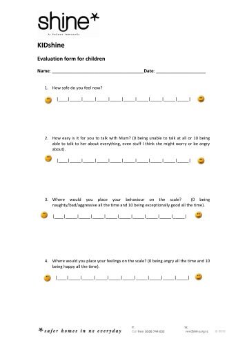 Evaluation form for children