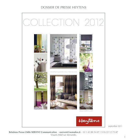 Dossier de presse - Nouvelle collection 2012 - Heytens