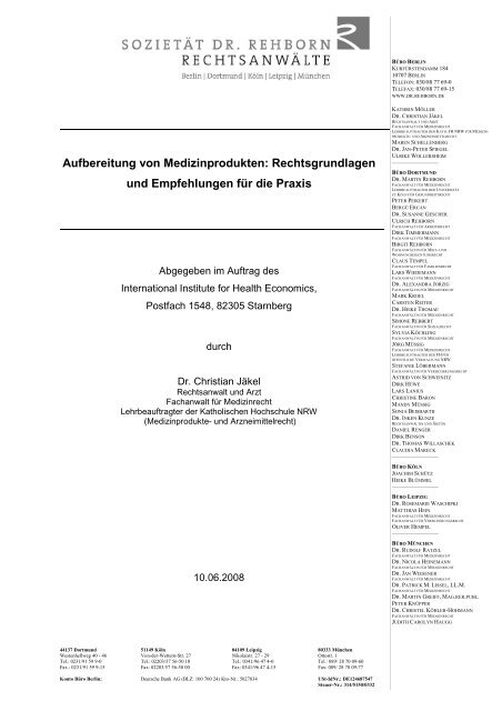 Aufbereitung von Medizinprodukten: Rechtsgrundlagen und ...