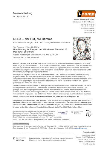 NEDA – der Ruf, die Stimme - Neues Theater München