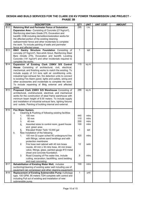 BILL OF QUANTITIES