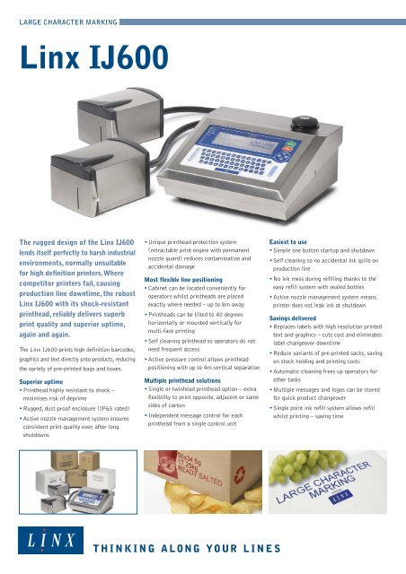 IJ600 Datasheet:IJ600 Datasheet - linx