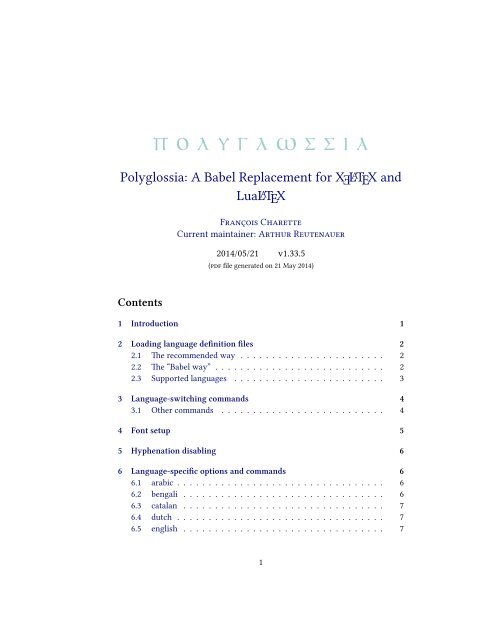 Polyglossia: A Babel replacement for XeLaTeX and LuaLaTeX - Mirror
