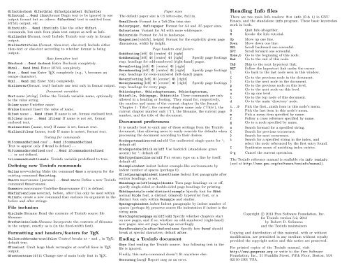 GNU Texinfo Reference Card - Mirror
