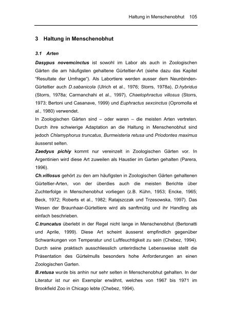 Biologie und Haltung von Gürteltieren (Dasypodidae)