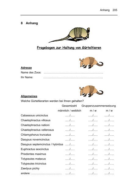 Biologie und Haltung von Gürteltieren (Dasypodidae)