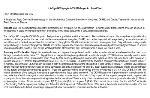 LifeSign MI® Myoglobin/CK-MB/Troponin I Rapid ... - Drug Testing