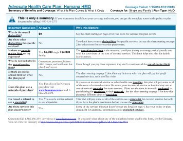 Advocate Health Care Plan: Humana HMO - Advocate Benefits