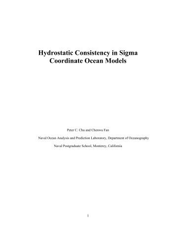 Hydrostatic Consistency in Sigma Coordinate Ocean Models - NPS ...