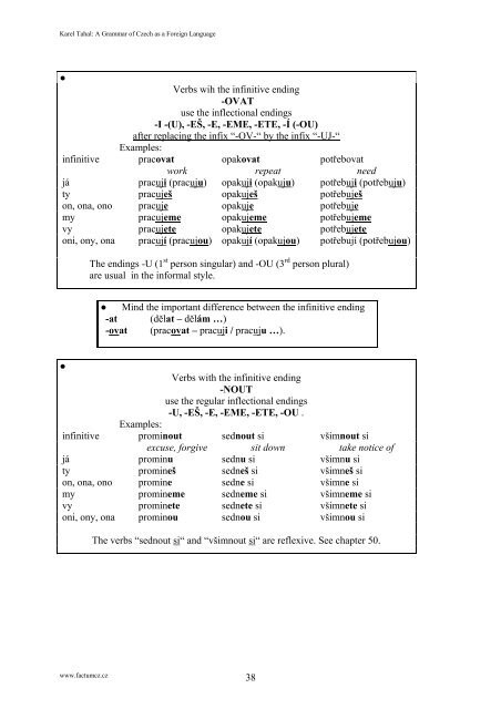 A GRAMMAR OF CZECH AS A FOREIGN LANGUAGE Karel Tahal