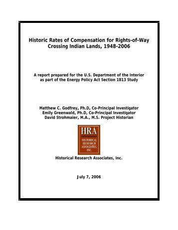Historic Rates of Compensation for Rights-of-Way Crossing Indian ...