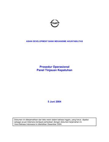 Prosedur Operasional Panel Tinjauan Kepatuhan - ADB ...