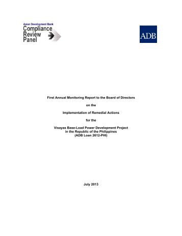 Annual Monitoring Report - ADB Compliance Review Panel - Asian ...