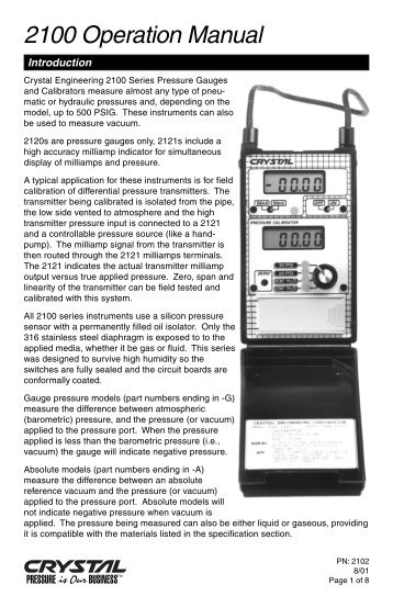 2100 Series Manual - Crystal Engineering