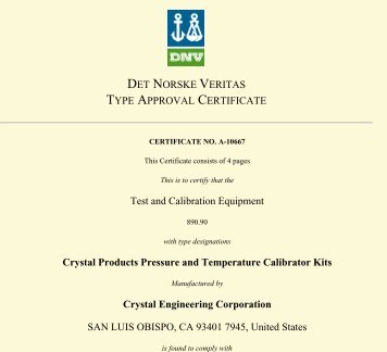 CERTIFICATE NO. A-10667 - Crystal Engineering