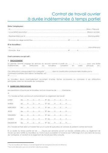 CONTRAT DE TRAVAIL D'OUVRIER A DUREE ... - UCM