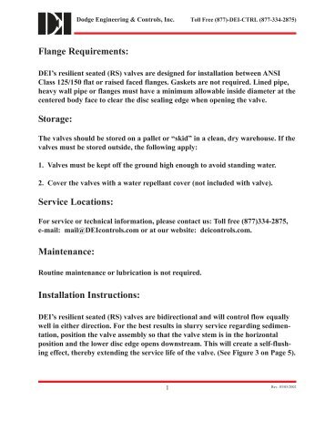 Butterfly Valve Installation Guide - Dodge Engineering & Controls, Inc.