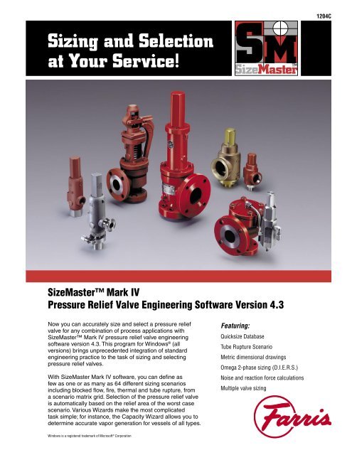 Sizing and Selection at Your Service! - Farris Engineering