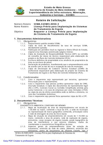Roteiro de SolicitaÃ§Ã£o - Sema-MT