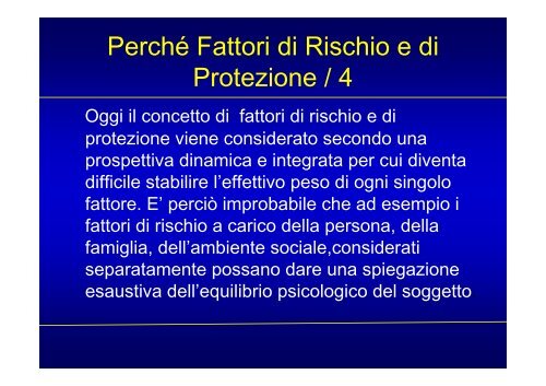 FATTORI DI RISCHIO FATTORI DI PROTEZIONE - Cedostar