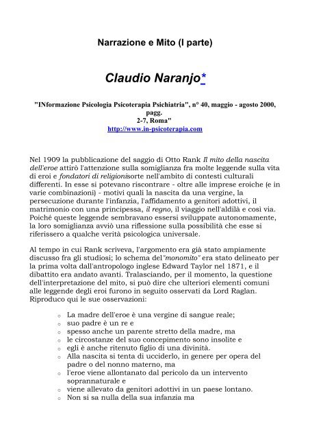 Claudio Naranjo* - in-psicoterapia