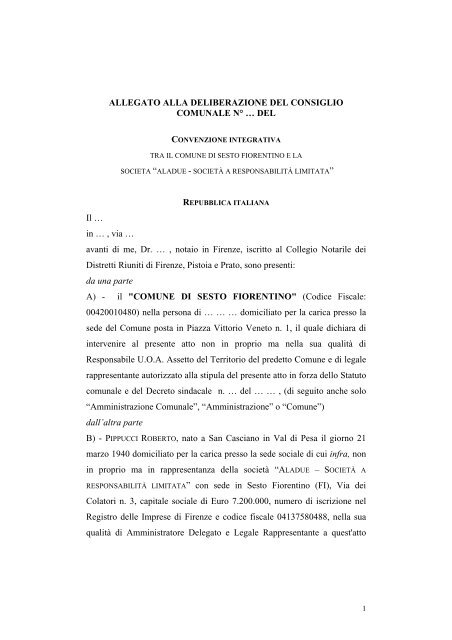 Allegato B - Convenzione integrativa - Comune di Sesto Fiorentino