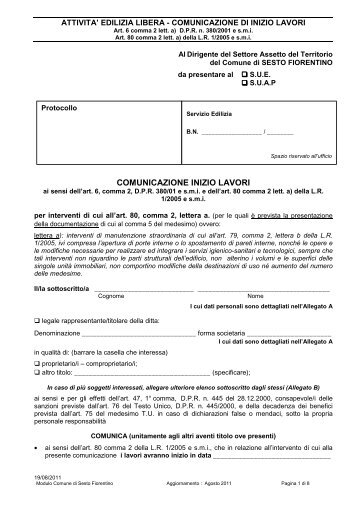 Comunicazione inizio attività per piscine (124 kb) comune di ... Foglio inizio lavori condominio
