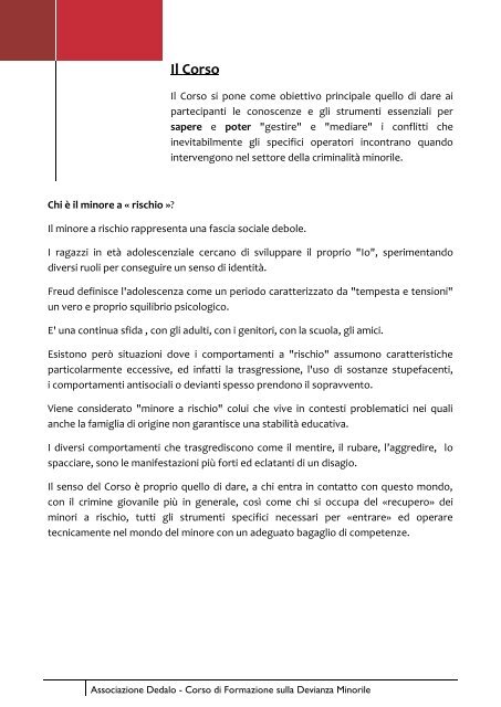 1 Corso di Aggiornamento sulla Devianza Minorile - ISPPREF