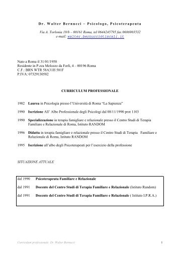 Curriculum esteso - Istituto Random